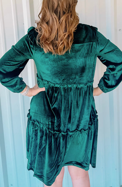 GREEN VELVET DRESS