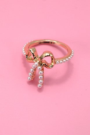 Pearl Bow Ribbon Ring
