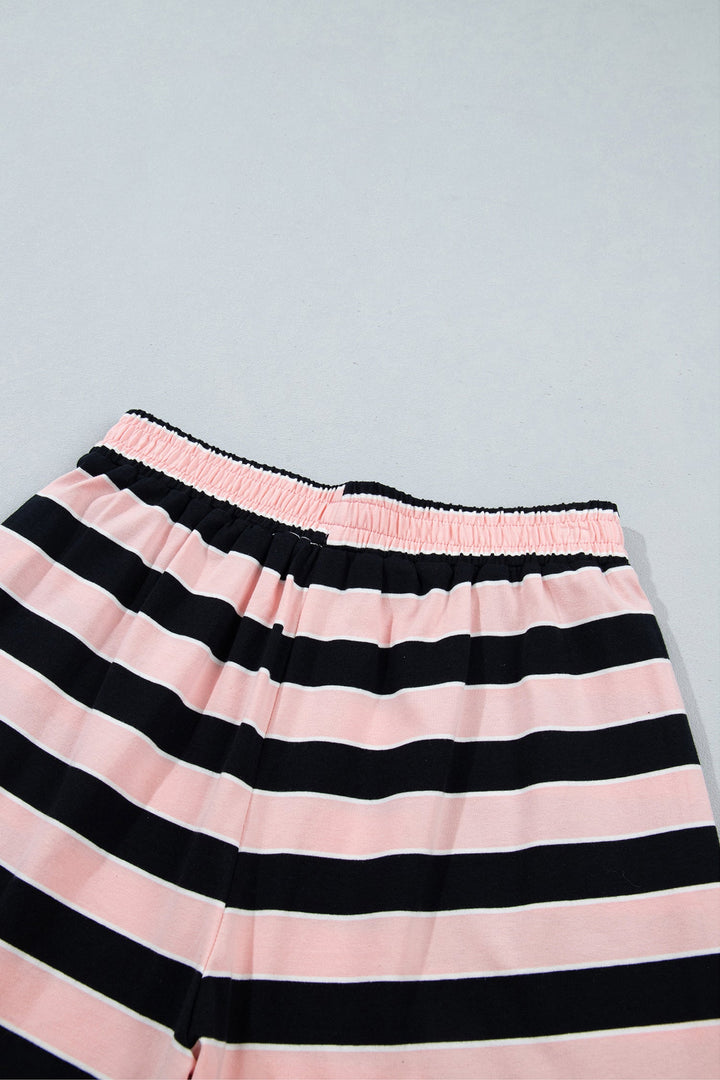 Stripe Oversized Long Sleeve Top & Shorts Set