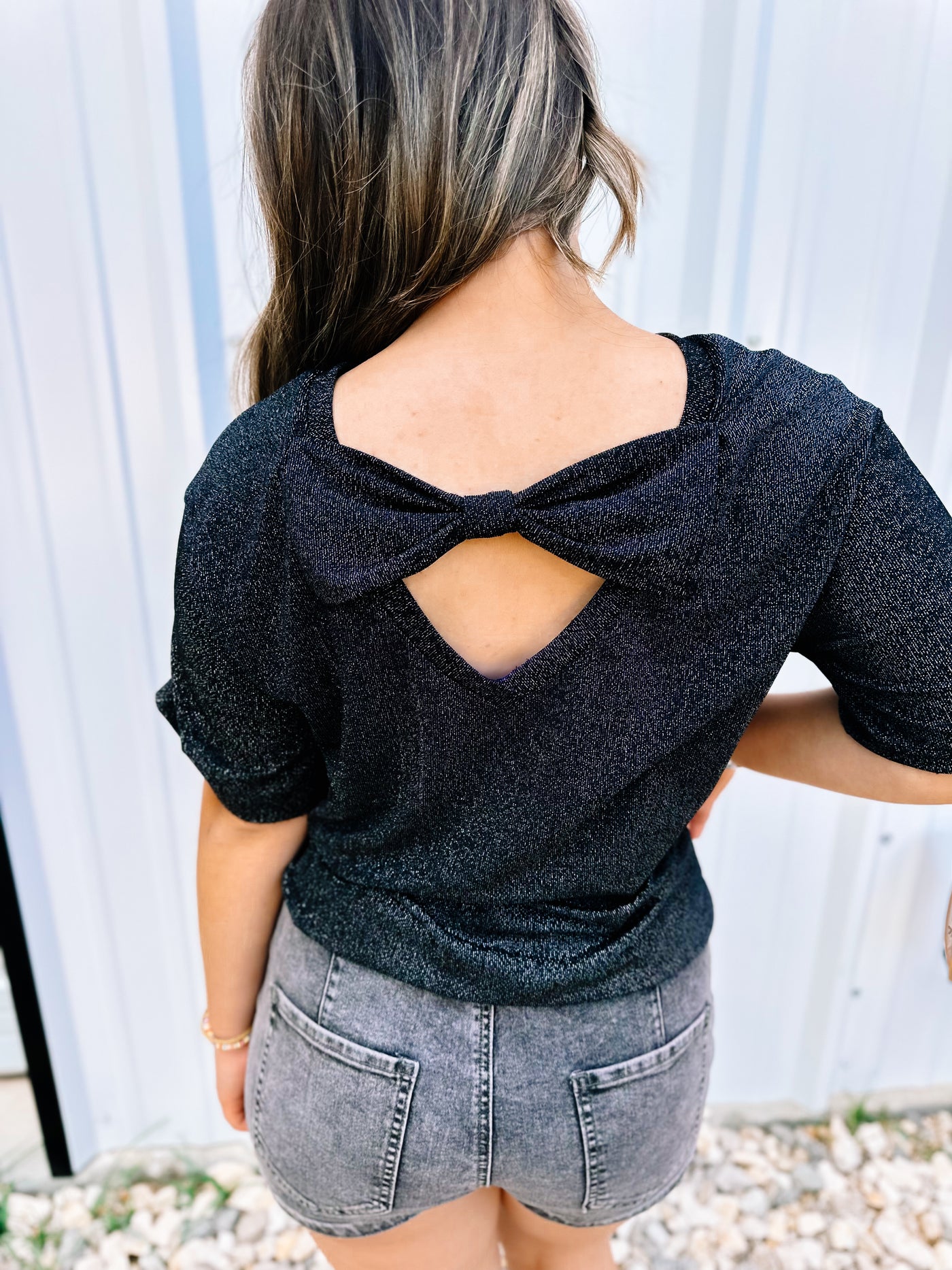GLITTER BOW TOP