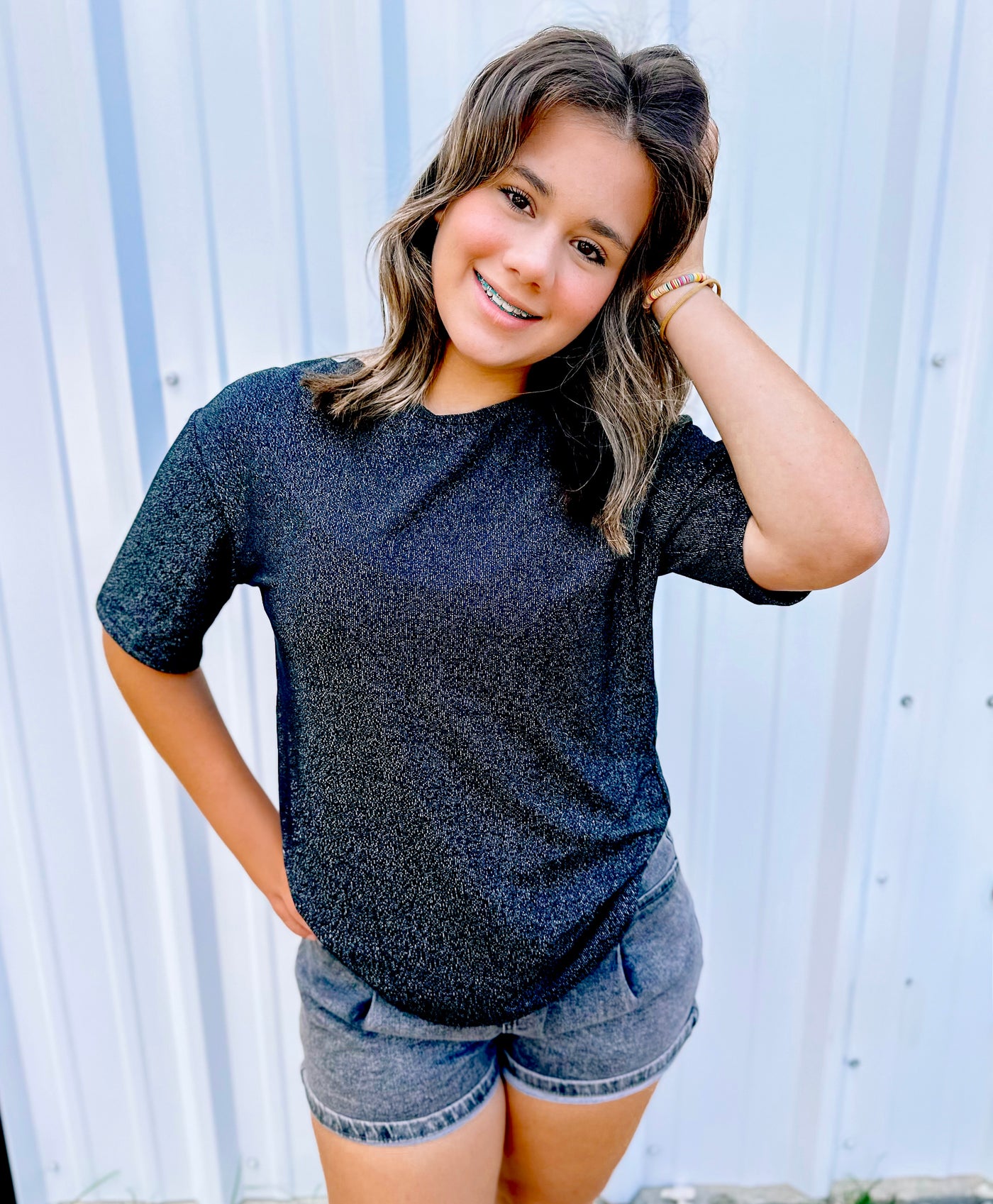 GLITTER BOW TOP