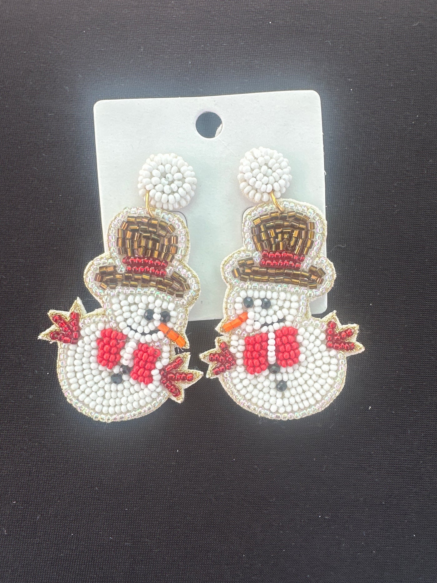 SNOWMAN SEED BEAD EARRINGS