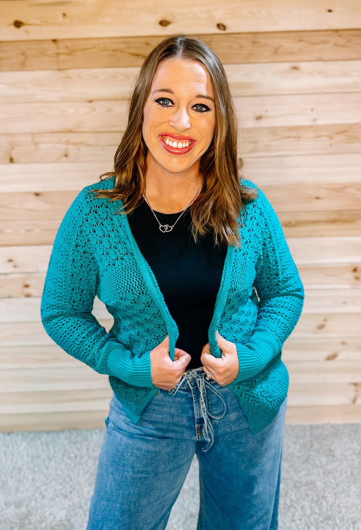 UPTOWN CARDIGAN -Turquoise