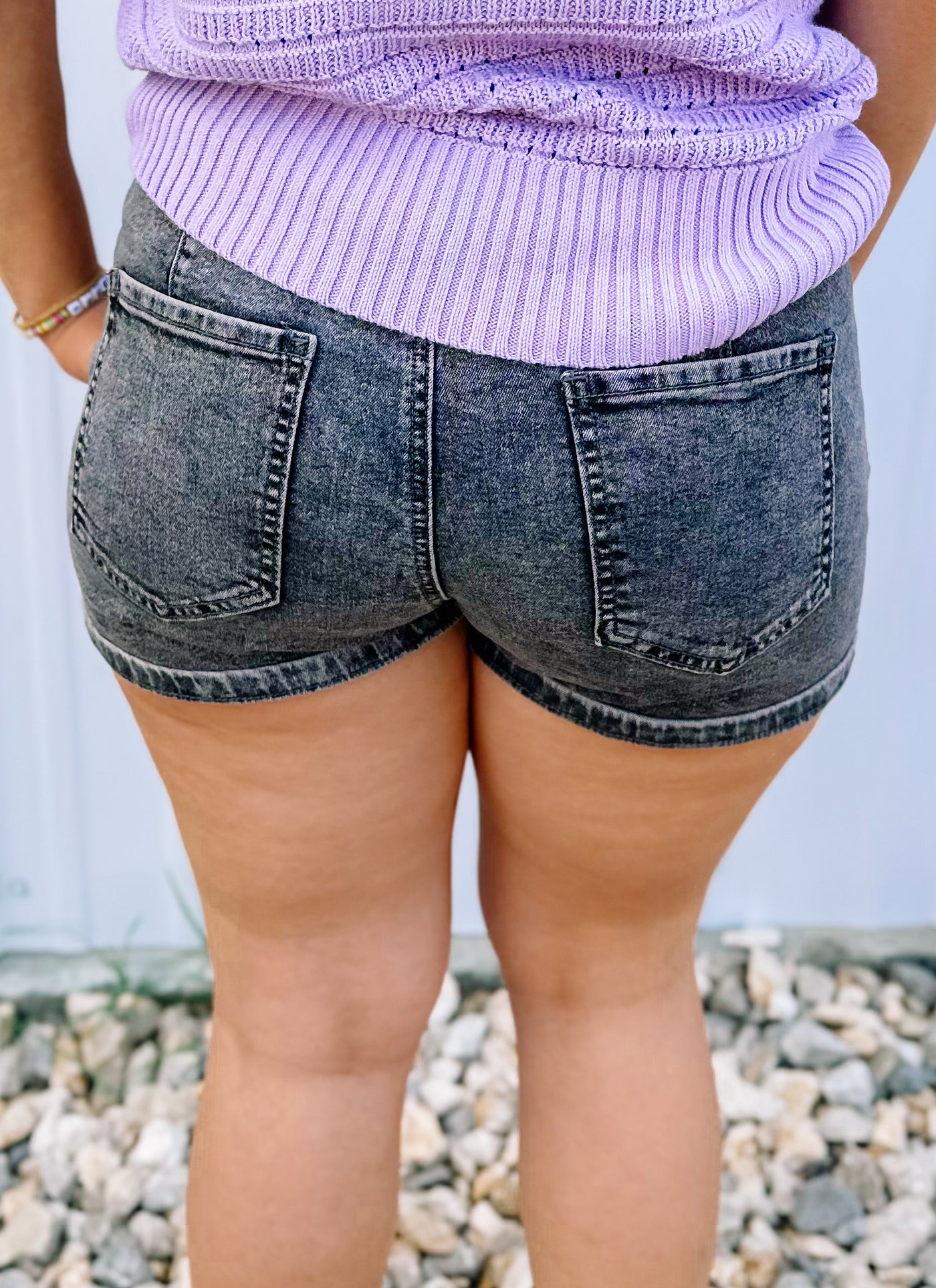 BLACK DENIM SHORTS