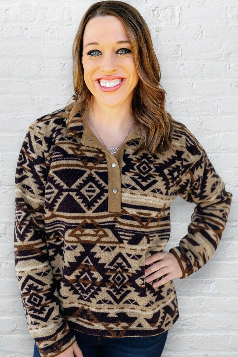 WESTERN AZTEC PULLOVER - Brown