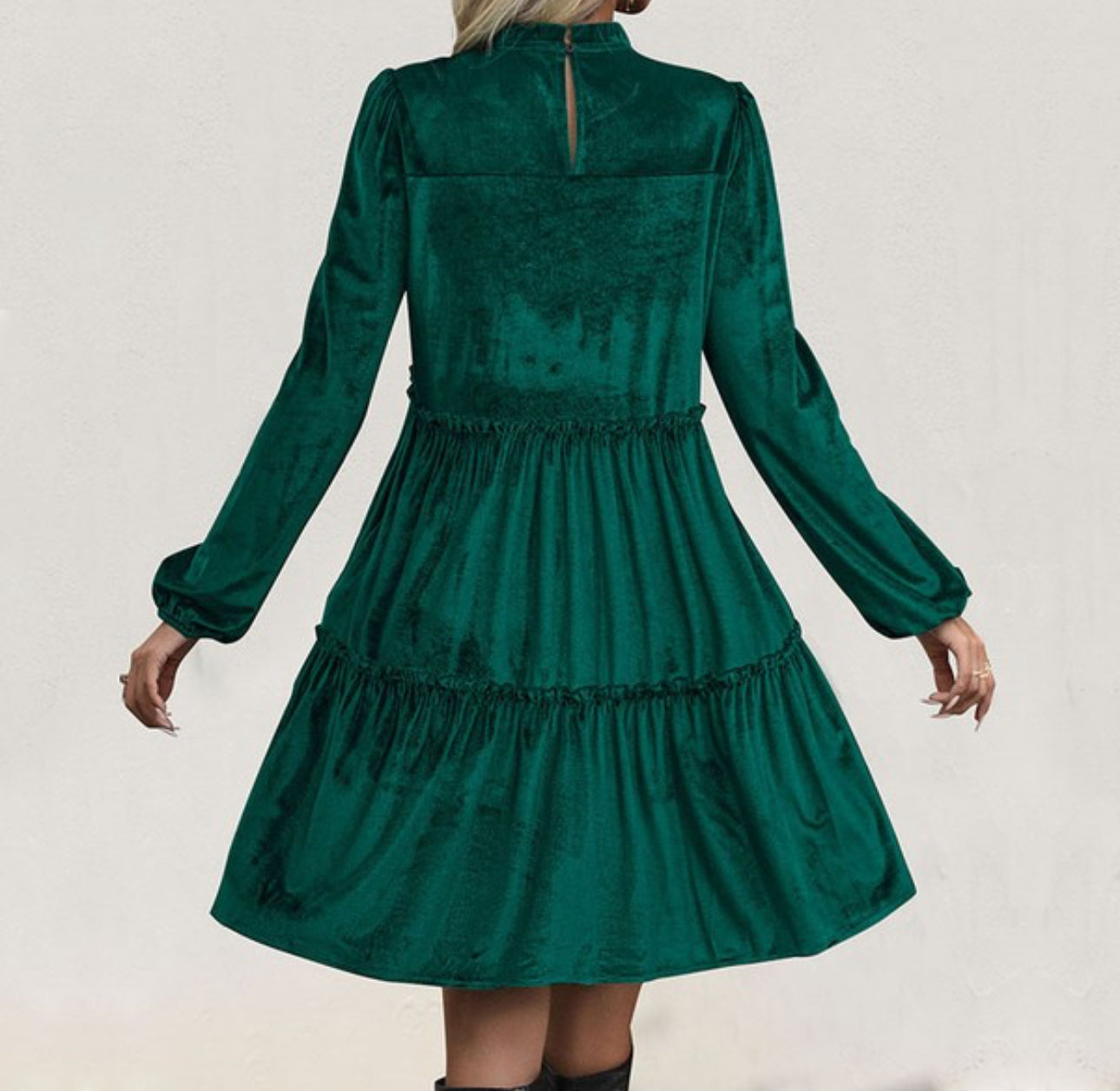 GREEN VELVET DRESS