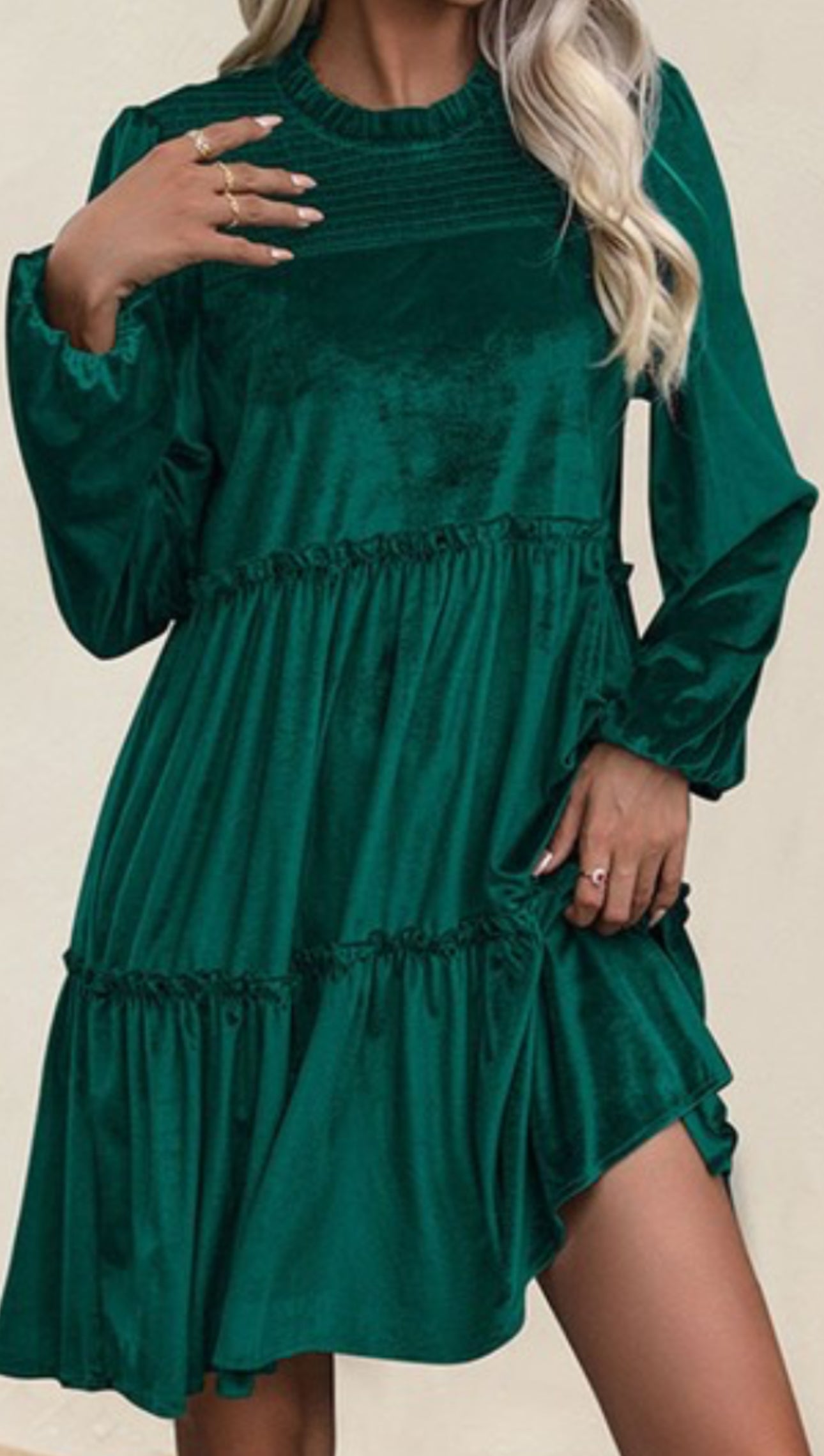 GREEN VELVET DRESS