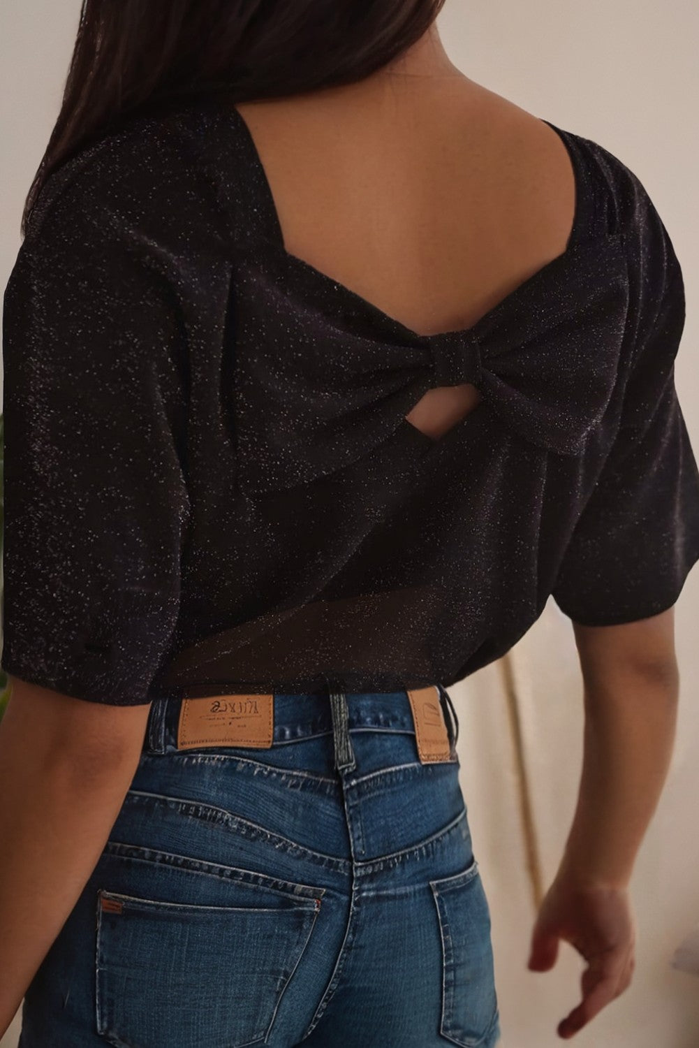 GLITTER BOW TOP