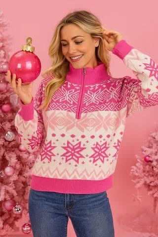 PINK SNOWFLAKE SWEATER