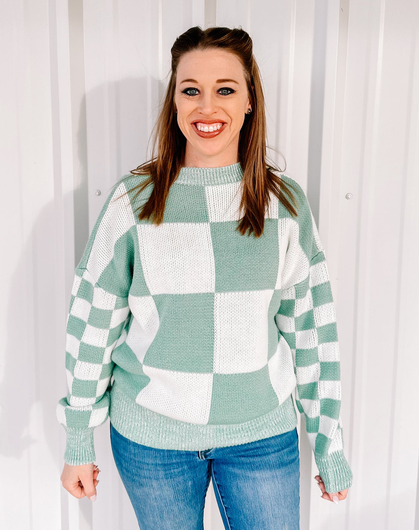 THE CHECKERED SWEATER - Green