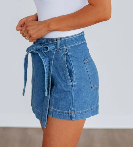 DENIM BOW SKORT