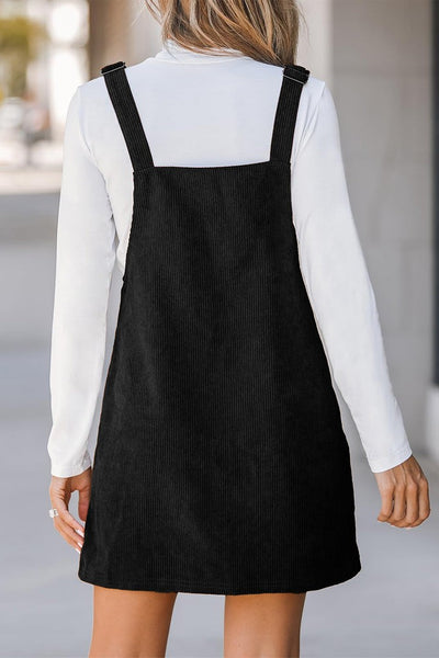 BLACK CORDUROY OVERALL DRESS