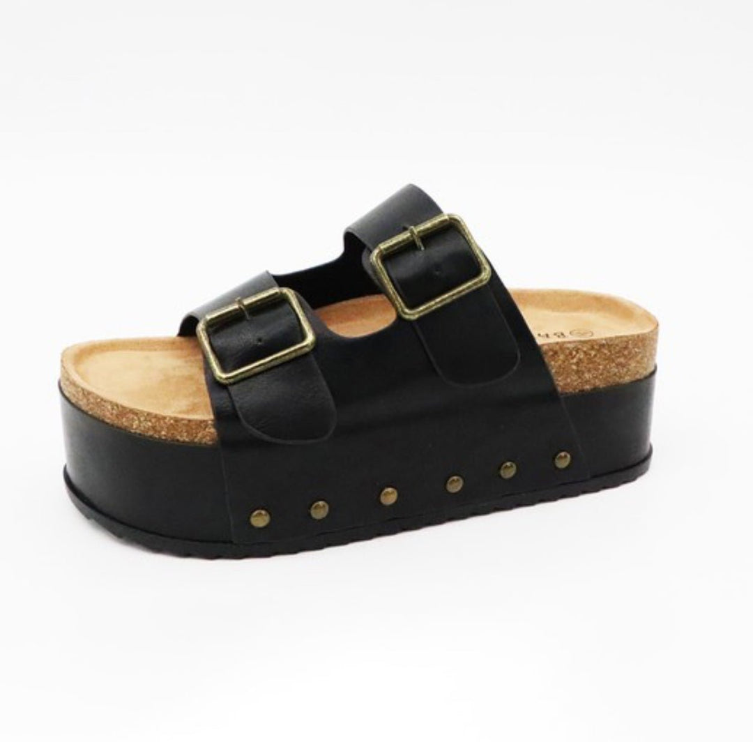 BLACK PLATFORM SANDALS - Thistle Canyon Co.
