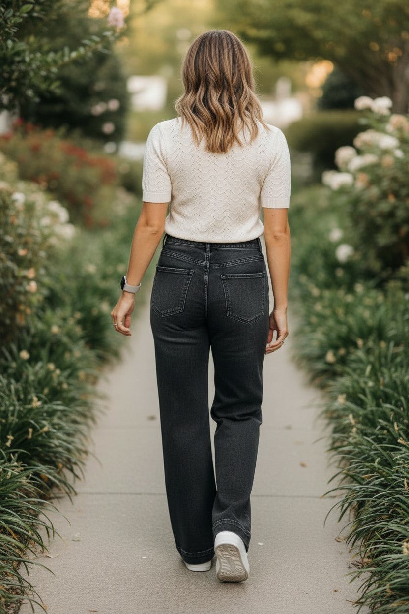 BLACK WIDE LEG JEANS - Thistle Canyon Co.