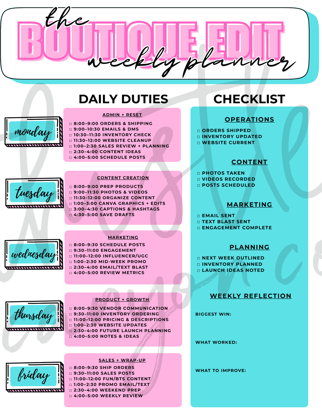 BOUTIQUE EDIT WEEKLY PLANNER - Thistle Canyon Co.