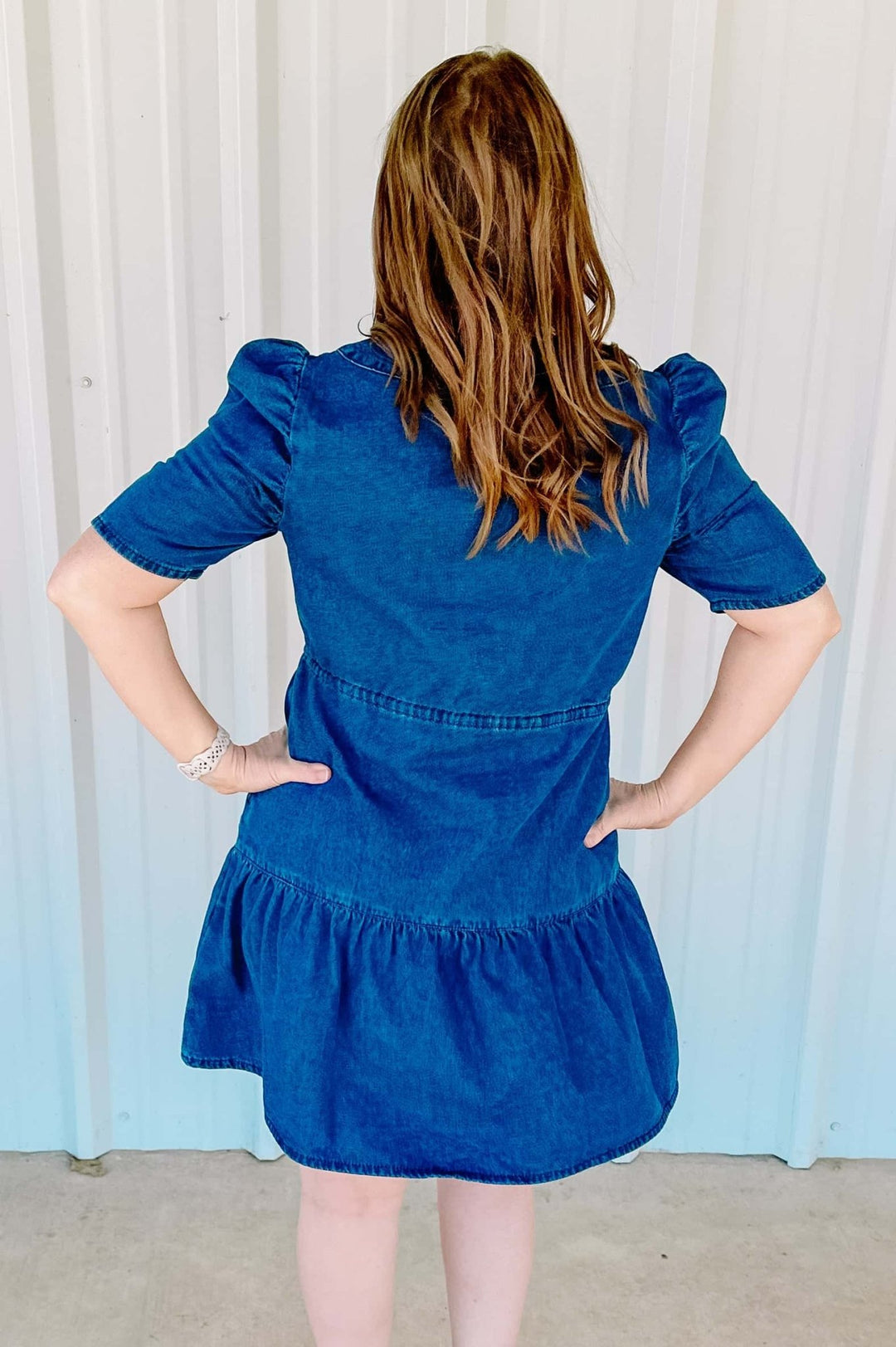 DENIM PUFF - SLEEVE DRESS - Thistle Canyon Co.