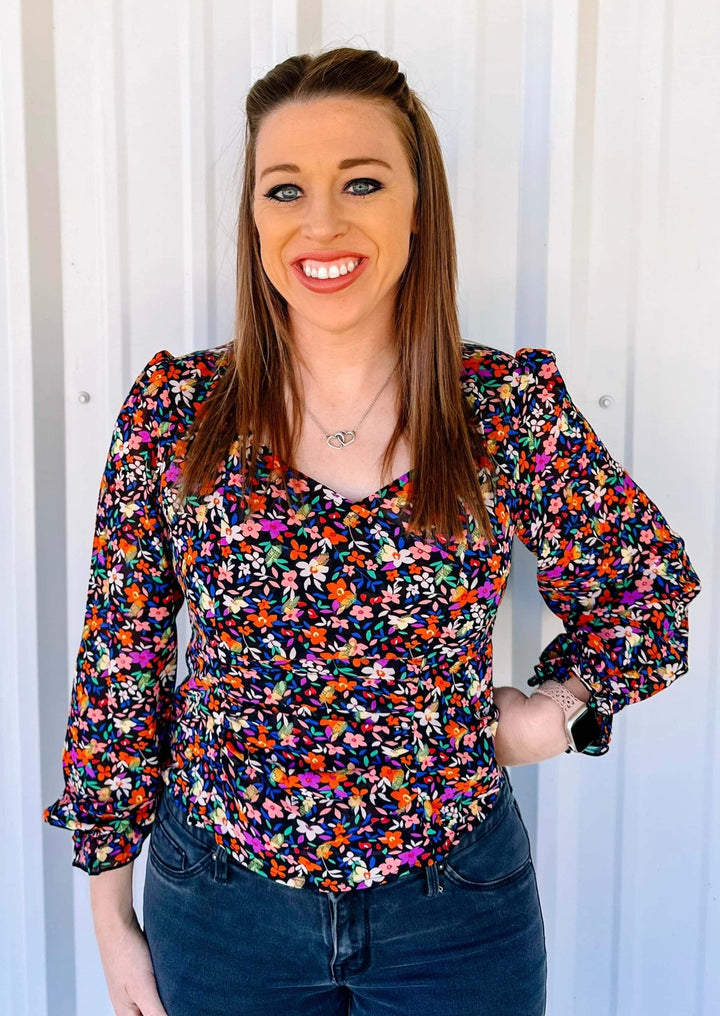 FLORAL FITTED BLOUSE - Thistle Canyon Co.