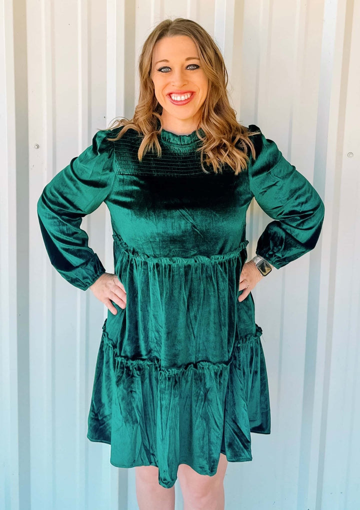 GREEN VELVET DRESS - Thistle Canyon Co.