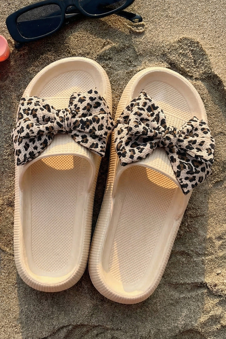 LEOPARD BOW SLIPPERS