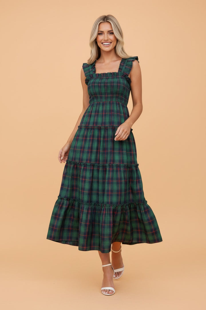 Pre-Order: PLAID TIERED MINI DRESS