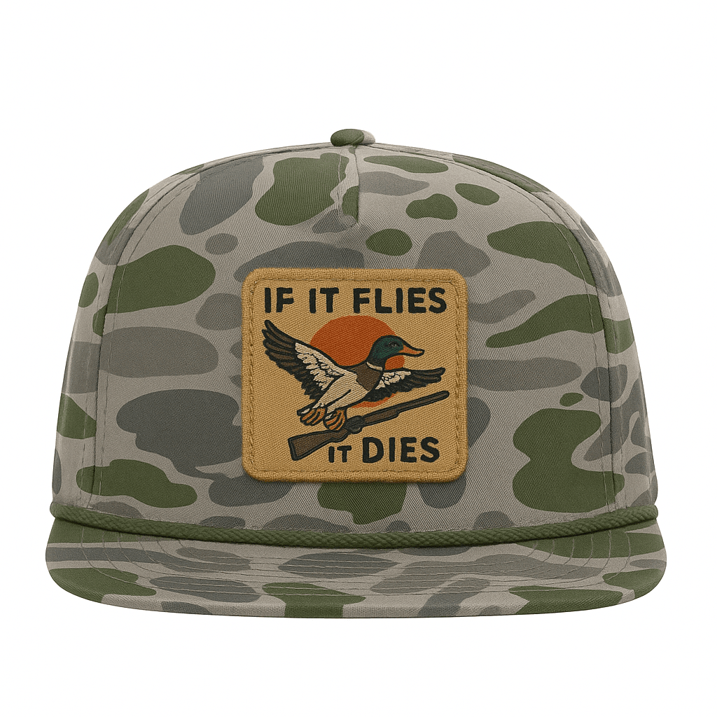 IF IT FLIES, IT DIES HAT: Duck Patch - Thistle Canyon Co.