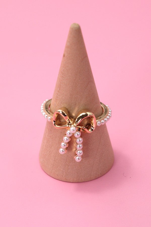 Pearl Bow Ribbon Ring