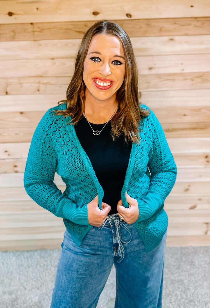 UPTOWN CARDIGAN - Turquoise - Thistle Canyon Co.