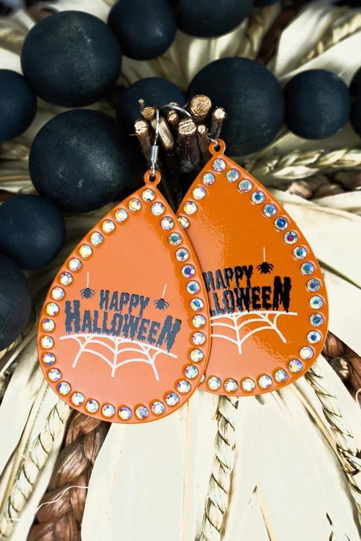 HAPPY HALLOWEEN EARRINGS - ORANGE - Thistle Canyon Co.