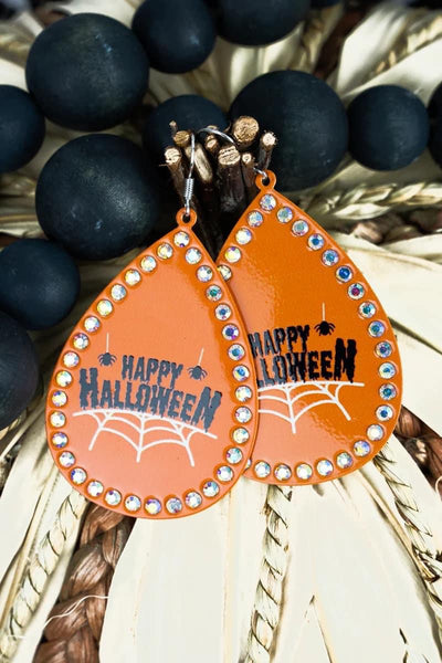 HAPPY HALLOWEEN EARRINGS - ORANGE - Thistle Canyon Co.