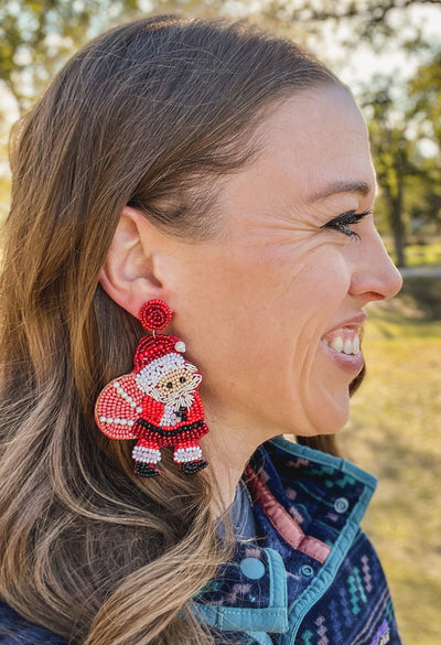 SANTA SEED BEAD EARRINGS - Thistle Canyon Co.