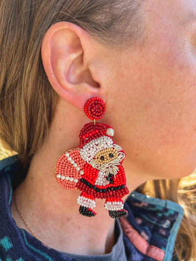 SANTA SEED BEAD EARRINGS - Thistle Canyon Co.