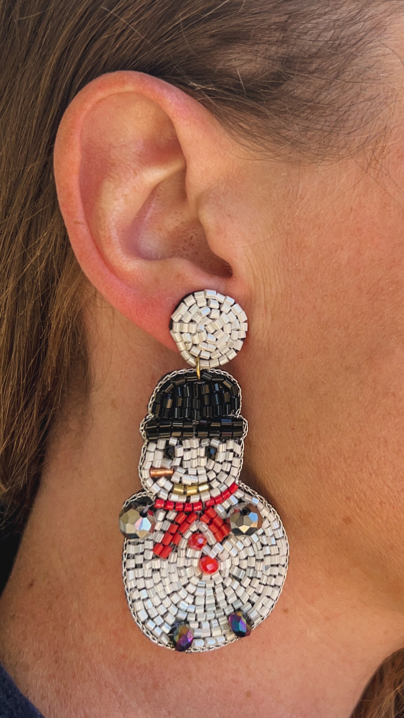 SNOWMAN SEED BEAD EARRINGS - Thistle Canyon Co.