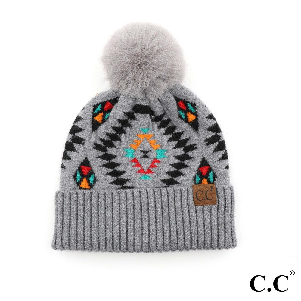 C.C. BEANIE | Gray Aztec - Thistle Canyon Co.