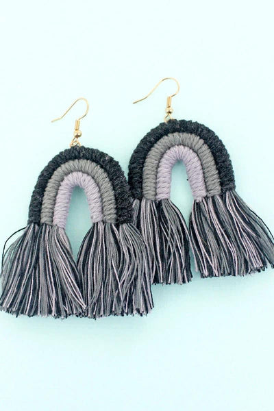 GRAY RAINBOW FRINGE EARRINGS - Thistle Canyon Co.