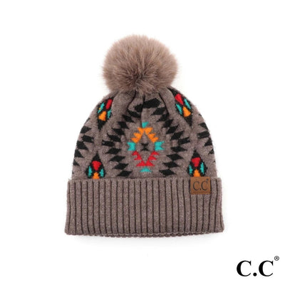 C.C. BEANIE | Taupe Aztec - Thistle Canyon Co.