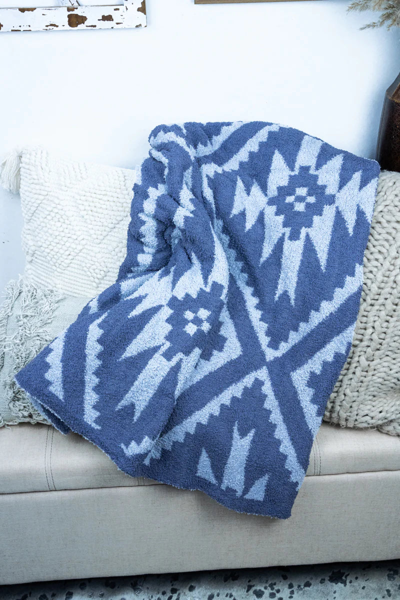 LIGHT AND DARK BLUE AZTEC | Multi-Color blanket - Thistle Canyon Co.