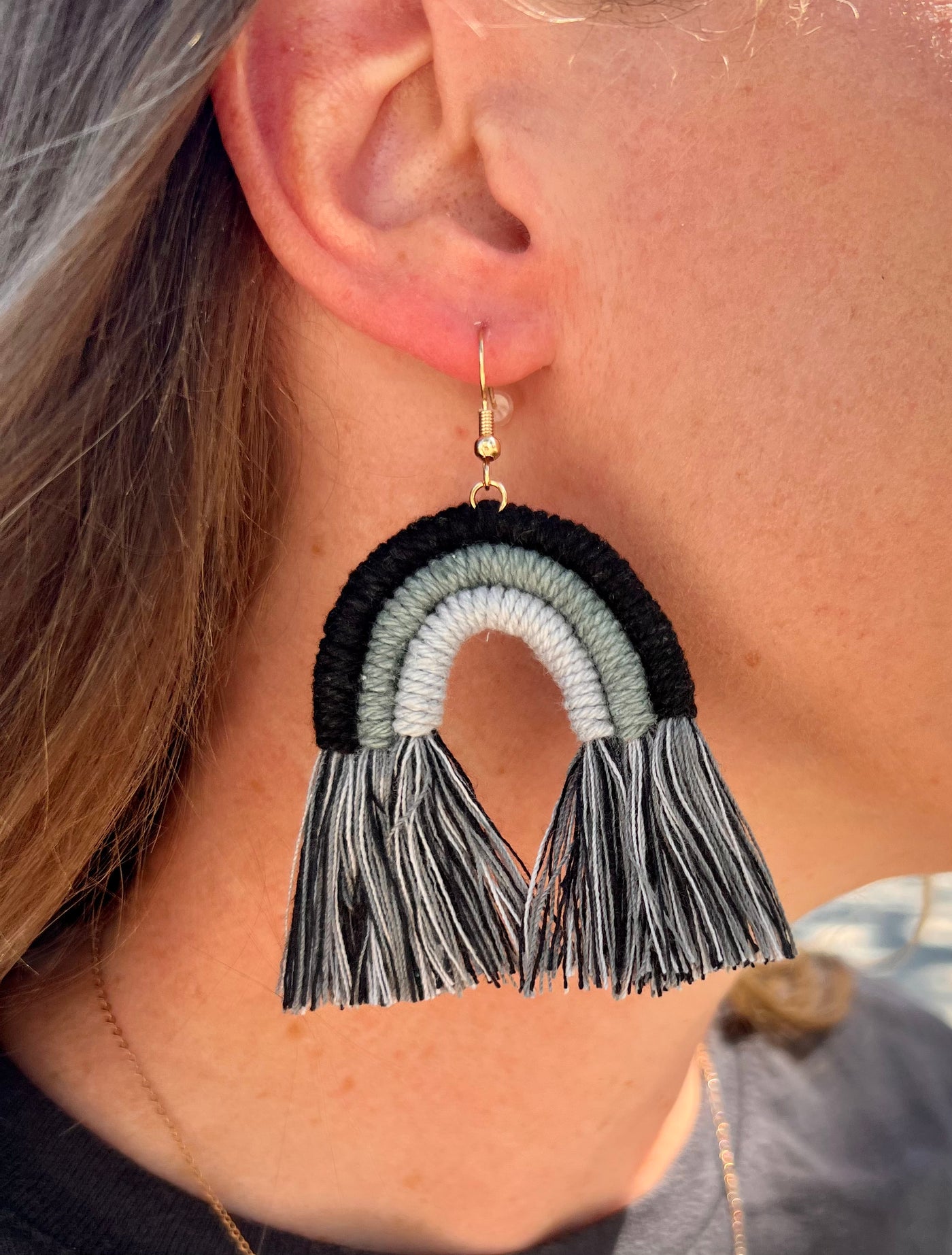 GRAY RAINBOW FRINGE EARRINGS - Thistle Canyon Co.