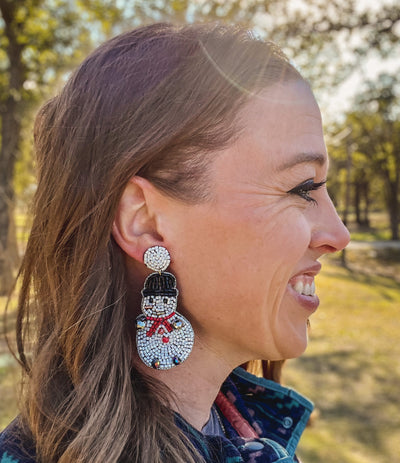 SNOWMAN SEED BEAD EARRINGS - Thistle Canyon Co.