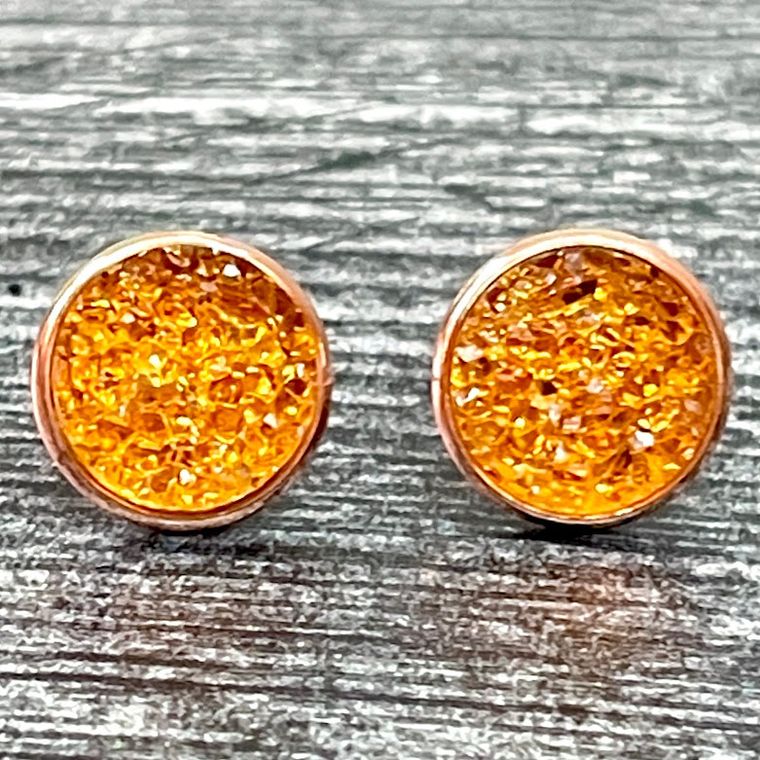 PUMPKIN DRUZY EARRINGS 12mm - Thistle Canyon Co.