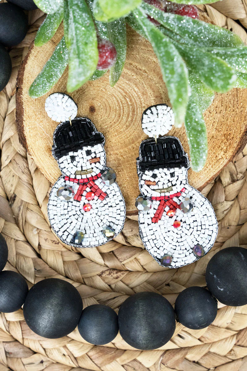 SNOWMAN SEED BEAD EARRINGS - Thistle Canyon Co.