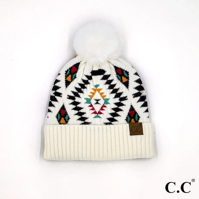 C.C. BEANIE | White Aztec - Thistle Canyon Co.